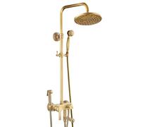ZYCDP Shower Set Vintage with Spray Gun Brass Retro Shower Set Concealed with 4 Function Antique