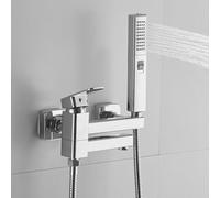 ZYCDP Shower Taps Wall Mounted Bath Mixer Tap Single Lever with Dual Outlet Hot and Cold Chrome