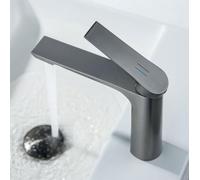 ZYCDP Taps for Bathroom Basin Single Hole 1 Lever Basin Mixer Tap Brass Hot and Cold Gun Gray
