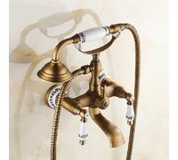 ZYCDP Vintage Bath Shower Mixer Tap Wall Mount Hot and Cold Shower Taps Double Handle Antique