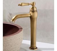 ZYCDP Vintage Bathroom Sink Mixer Tap Single Handle Basin Taps Hot and Cold in Brass Antique High
