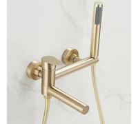 ZYCDP Wall Mounted Bath Shower Mixer Tap Single Handle Brass Bath Mixer Tap Hot and Cold Brushed Gold