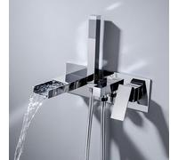 ZYCDP Wall Mounted Bath Shower Mixer Tap Single Lever Bath Taps Waterfall Hot and Cold Chrome