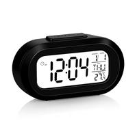 ZYCEHO Digital Alarm Clock, Alarm Clocks Bedside, Small Digital Clock with Smart Night Light, 12/24H & Temperature Display, Snooze Function, Battery Operated for Travelers and Kids (Black)