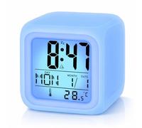 ZYCEHO Digital Alarm Clock, Kids Alarm Clock, 7-Color Changing Night Lights, Alarm Clocks Bedside with Temperature, Calendar, Snooze, Easy to Set Travel Digital Clock, Gifts for Boys & Girls