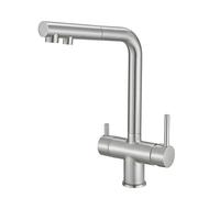 ZYCHSJXA 3-Way Kitchen Faucet with Pull-Down Sprayer 360° Rotatable Tap Dual Water Outlets for Filtered & Regular Brushed Nickel Single Hole Sink Mixer