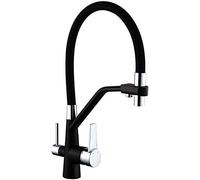 ZYCHSJXA 3-Way Kitchen Faucet with Water Filter Universal Reverse Osmosis 360° Swivel Spout Chrome & Black Multi-Function Mixer Tap for Pure Drinking Under-Sink Installation