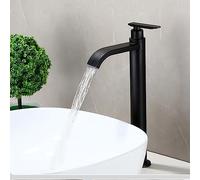 ZYCHSJXA Bathroom Sink Faucet - Black Stainless Steel Single Handle Waterfall Mixer Tap for Contemporary Bathrooms