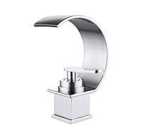 ZYCHSJXA Bathroom Sink Faucets Waterfall Basin Brushed Gold Mixer Faucet Single Hole Brass Cold and Hot Water for(Gold)