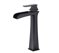 ZYCHSJXA Bathroom Sink Taps Basin Mixer Tap Faucets Black Tall Waterfall Single Handle Hot and Cold Water Adjustable