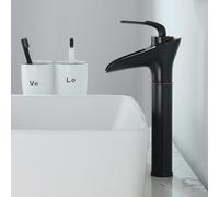 ZYCHSJXA Bathroom Sink Taps Basin Mixer Tap Tall Waterfall Faucets Black Counter Top Brass Cold and Hot Water 1 Hole