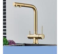 ZYCHSJXA Black Pull Out Kitchen Faucet with Water Purifier 2-in-1 Brass Hot & Cold Mixer Tap Flexible Filter Design Brushed Gold Finish for Modern Style Easy Use