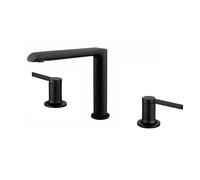 ZYCHSJXA Brushed Gold Bathroom Widespread Basin Faucets Soild Brass Sink Mixer Hot & Cold Lavatory Crane Vessel 2 Handle 3 Hole Black(Nero)