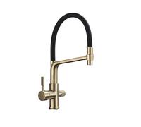 ZYCHSJXA Brushed Gold Kitchen Faucet with Water Filter Pull Down Double Handle Mixer Tap for Hot & Cold Sink Purified Solution - Modern Nickel Finish