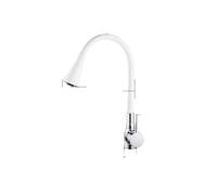 ZYCHSJXA Colorful Kitchen Faucet with Universal Extension Silicone Hose Dual-Function Spray Hot & Cold Water Modern Design for Sink (White)