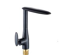 ZYCHSJXA Kitchen Faucet Brass Single Handle Sink Hot and Cold Water Deck Mounted Faucets 360° Rotation Commercial Taps with Standard Fittings,Black(Nero)