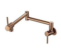 ZYCHSJXA Kitchen Faucet Pot Filler Wall Mounted Foldable Single Cold Hole Rose Gold Sink Rotate Folding Spout Brass Tap Faucets(Gold)