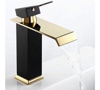 ZYCHSJXA Modern Black Brass Bathroom Faucet High Waterfall Sink Tap Single Handle Hole Includes Hose H29Cm & H19Cm Options for Stylish Bathrooms