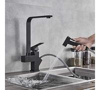 ZYCHSJXA Modern Black Kitchen Faucet with Pull Down Sprayer Swivel Bridge Mount Mixer Hot & Cold Tap Stylish Sink for Bathroom Upgrade