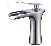 ZYCHSJXA Modern Chrome Waterfall Bathroom Sink Faucet - Single Handle Hole Mixer Tap for Stylish Efficient Water Flow Perfect Contemporary Bathrooms