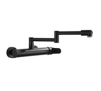 ZYCHSJXA Pot Filler Faucet, Wall Mount Folding Stretchable Kitchen Sink Faucet with 360 Degrees Swivel Spout, Brass Single Handle Mixer Tap Two Hole,Chrome (Color : Nero)