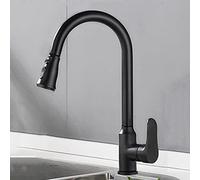 ZYCHSJXA Pull Out Kitchen Faucet,360° Rotating Sink, 2 Types of Water Outlet Modes,Single Hole Hot and Cold Down,Black A(Black A)