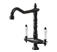 ZYCHSJXA Retro Brass Bathroom Faucet,Double Handle,Antique Sink Faucet 1 Hole,V-intage Faucets Compatible with Hole,Antique A,Sink Faucet(Color:Antique B)
