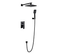 ZYCHSJXA Shower Faucet SetRainfall, 10 Inch and 3 ting Handheld, Wall Mounted Bathroom Mixer, Brass Rough-in Pressure Balance Valve Included,Black