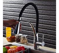 ZYCHSJXA Universal Flexible Spray Head with Touch Control Black LED Kitchen Mixer Tap Chrome Sink Faucet 360° Deck Rotation Retro Design Upgrade