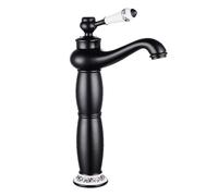 ZYCHSJXA Vintage Black Tall Bathroom Mixer Tap - Single Hole Hot & Cold Basin Faucet, Stylish Handle Design for Countertop Sinks, Modern Home Decor