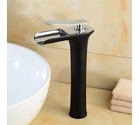 ZYCHSJXA Waterfall Faucet for Bathroom Sink, Hot and Cold Sink Mixer Tap Faucet, Solid Brass, Single Handle Tall, Black (Color : Silver)
