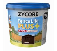 ZYCORE Fence Paint - 5L Fence Life Plus Paint - All-Weather Long-Lasting Protection, Sticks to Damp Wood, Brush or Spray on, for All Sheds and Fences (Dark Oak)