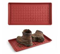 ZYCORE Plastic Boot Tray - Large Entryway Drip Shoe Mat - Waterproof Multi-Purpose Tray for Wet Winter Boots, Tool Storage, Wellies, Gardening & Pet Supplies (71x35) cm (Red)