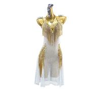 ZYDANC Hollow Ballroom Dance Suspenders Dress Tassel Latin Salsa Competition Costumes Professional Cha Cha Outfits