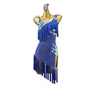 ZYDANC Mesh Splice Dance Dress for Latin Salsa Handmade Ballroom Competition Dancewear Women's Cha Cha Split Skirt