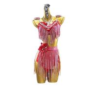 ZYDANC Suspenders Ballroom Dance Dress for Competition Rhinestones Tassel Latin Dance Boysuit Decal Cha Cha Outfit