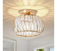 ZYDTRIP Crystals Ceiling Light Fixtures Chandelier, Gold Semi Flush Mount Ceiling Light Fitting for Hallway Entrance Kitchen Bedroom Dining Rooms Living Rooms Bar