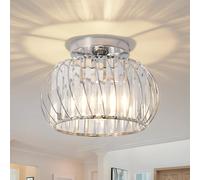 ZYDTRIP Crystals Ceiling Light Fixtures Chandelier, Silver Semi Flush Mount Ceiling Light Fitting for Hallway Entrance Kitchen Bedroom Dining Rooms Living Rooms Bar