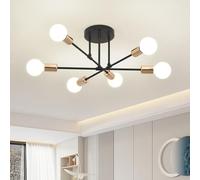 ZYDTRIP Sputnik Chandelier Ceiling Light, 6-Light Ceiling Light for Bedroom,Dining Room,Kitchen,Office, Black and Gold