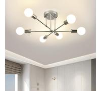ZYDTRIP Sputnik Chandelier Light Fixture - Adjustable Silver Ceiling Light With E27 Base for Living Room, Bedroom, Kitchen, 6 Lights