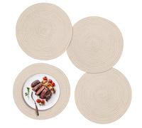 ZYDYRX Set of 4 Placemats Round Washable 30 cm Place Mats Braided Heat Resistant Place Mats Boho Place Mats Cotton Place Mats Washable for Dining Table Kitchen Wedding Party Hotel Colours Cream