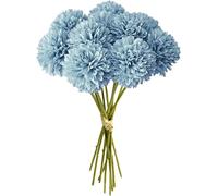 ZYEKIU 12 Pcs Simulated Chrysanthemum Bouquet Artificial Chrysanthemum Ball Flowers Artificial Silk Faux Flowers Suitable for Daily and Holiday Decoration (Blue)