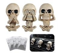 ZYEKIU 3 Pcs Skull Car Interior Accessories Skull Decoration Car Air Fresheners Vent Decoration Skeleton Diffuser with 3 Aromatherapy Tablets for Decoration