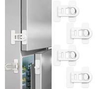 ZYEKIU 4 x Self-Adhesive Children's Fridge Locks, Adjustable Child Safety Closet, Child Safety Fridge Door Lock for Fridge Drawer Wardrobe (White)