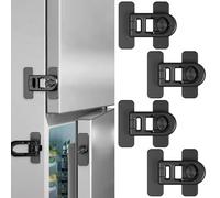 ZYEKIU 4 x Self-Adhesive Children's Fridge Locks, Adjustable Children's Cupboard Lock, Child Safety Fridge Door Lock for Fridge Drawer Wardrobe (Black)