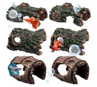 ZYEKIU 6 Pack Fish Tank Decorations Aquarium Wood Driftwood for Aquarium Artificial Polyresin Tree Root Drift Wood Stump Fish Tank Ornament Terrarium Vivarium Reptile Cave Hide