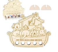 ZYEKIU Christening Gift, Wooden Christening Gift, Noah's Ark, Christening Gifts, Boys, DIY, Money Gift, Christening Interesting, for Birthdays, Baby Showers, Christenings (20 × 16 cm)