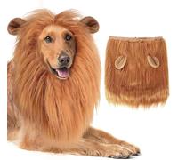 ZYEKIU Dog Lion Mane Costume Pet Wig Clothes Realistic Lion Mane Wig Pet Clothes Adjustable for Halloween Cosplay Party (Light Brown, Size L)