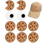 ZYEKIU Embroidered Fabric Stickers, Decorative Biscuit Sew Patch, Iron-on, Fabric Sticker, Cookie Patches, for Applique, Sew-On Patches, Cookies, Embroidered Fabric Sticker, Pack of 10