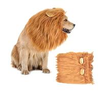 ZYEKIU Lion Mane Dog, Dog Costume with Ears, Lion Costume Dog Lifelike, Dog Costume Adjustable, for Halloween, Dog Shows, Carnival Cosplay Parties (L, Light Brown)